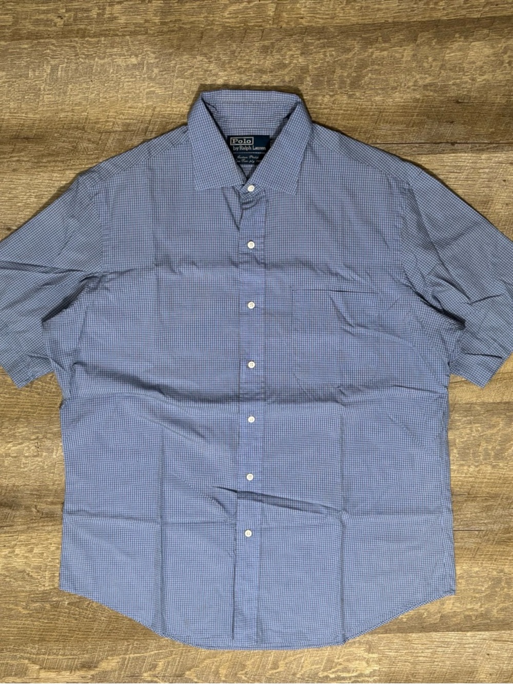 Polo Ralph Lauren Button up Shirt Custom Fit Men's L Blue Plaid Two Ply 100's